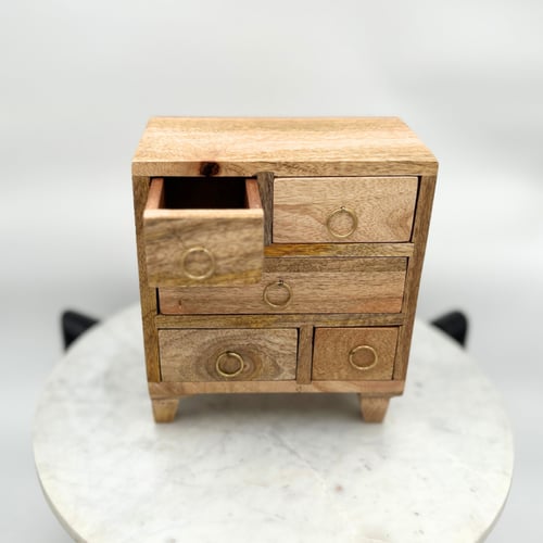 منظم خزانة أدراج خشبية صغيرة من المانجو بخمسة أدرا...