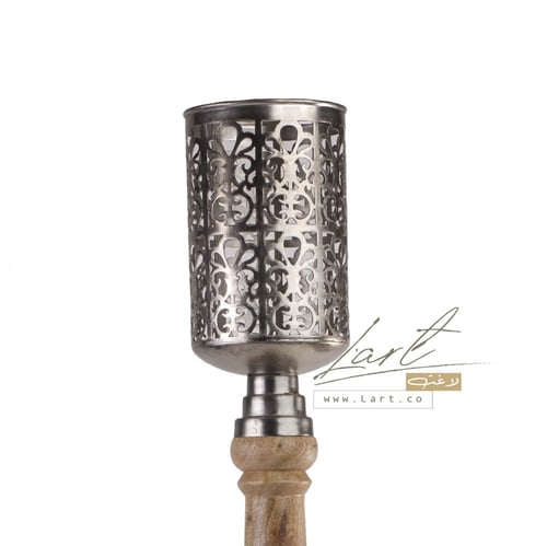 شمعدان ارضي خشب طبيعي - شمعدان ارضي طويل