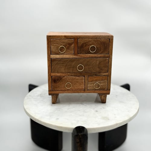 منظم خزانة أدراج خشبية صغيرة من المانجو بخمسة أدرا...