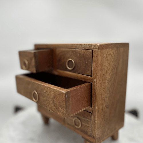 منظم خزانة أدراج خشبية صغيرة من المانجو بخمسة أدرا...