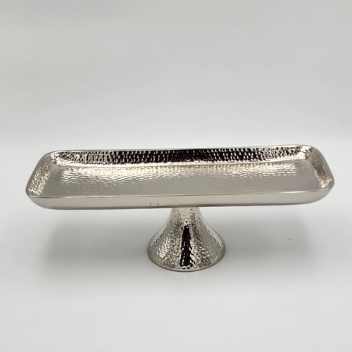 صينية تقديم مستطيلة بقاعدة مرتفعة ستيل فضي بابلز م...