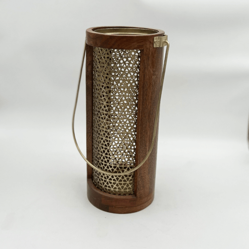 شمعدان خشبي فاخر بلمسات فضية منقوشة – 3 مقاسات - ش...