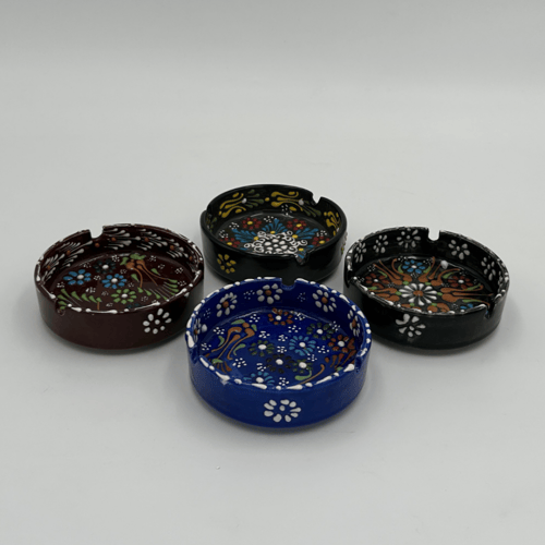 طفاية سجائر زجاجية بنقوش كلاسيكية – صناعة تركية -...