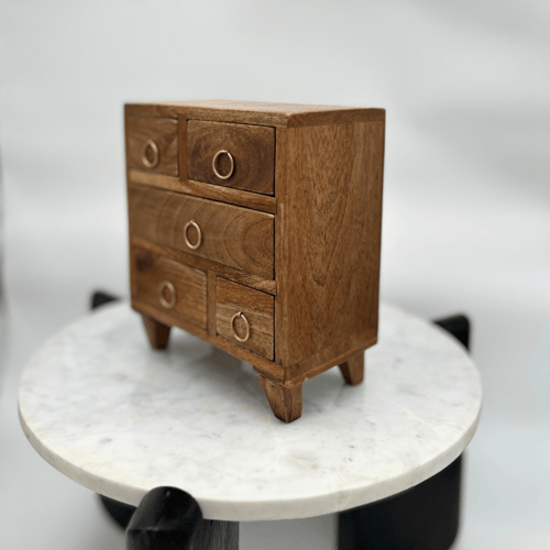 منظم خزانة أدراج خشبية صغيرة من المانجو بخمسة أدرا...