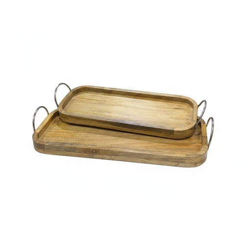 طقم صواني صينية تقديم خشب فاتح مانجو طبيعي فاخرة ب...