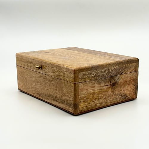 طقم صناديق خشب مانجو طبيعي للزينة والتخزين - طقم ص...