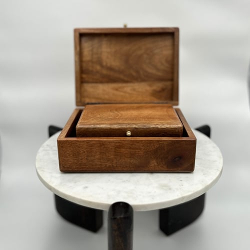 طقم صناديق خشب مانجو طبيعي للزينة والتخزين - طقم ص...