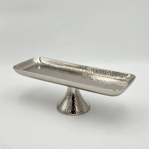 صينية تقديم مستطيلة بقاعدة مرتفعة ستيل فضي بابلز م...