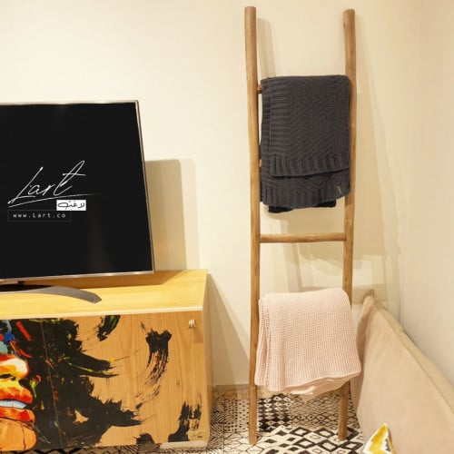 سلم خشب طبيعي