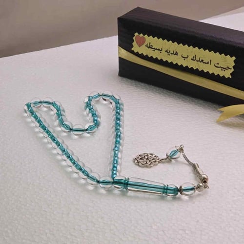 سبحة بكلايت شفاف مع التغليف