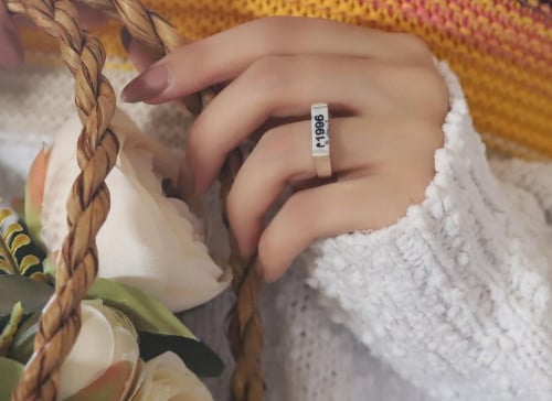 خاتم التاريخ فضه ايطالي عيار 925 - متجر ناستيا