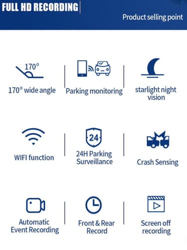 داش كام سيارة ثلاث كاميرات أمامي وخلفيه وداخلية 4K