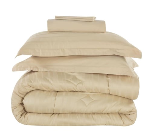 طقم بيت لحاف كانون ساتان 4 قطع نفر BEIGE