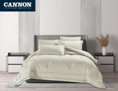 طقم مفرش كانون جاكار قطن 100% 300 غرزة نفرين (WHIT...