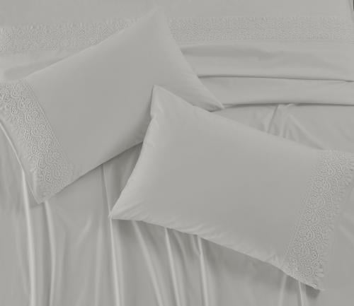 طقم شرشف كانون نفرين 4 قطع دانتيل L.GREY