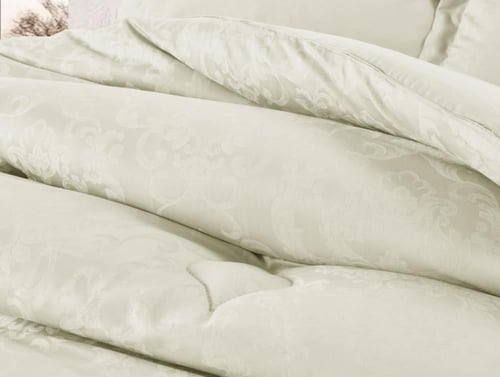 طقم مفرش كانون جاكار قطن 100% 300 غرزة نفرين (WHIT...