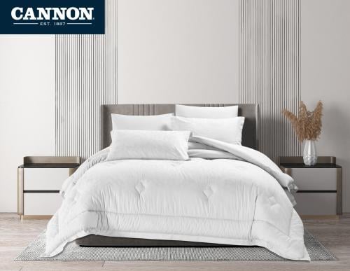 طقم مفرش كانون جاكار قطن 100% 300 غرزة نفرين (WHIT...