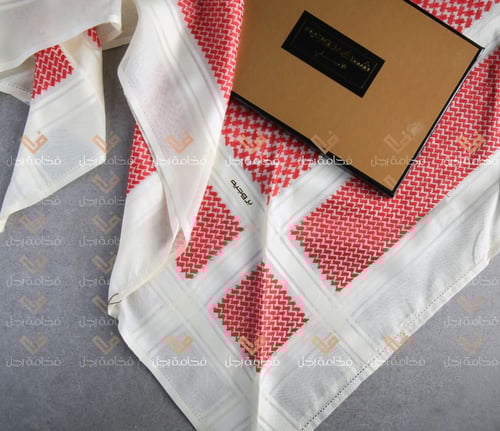 شماغ بروجيه شبابي سيجنتشر احمر وبيج دم الغزال