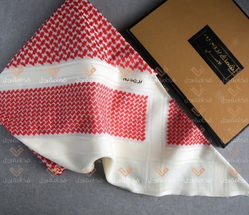 شماغ بروجيه شبابي سيجنتشر احمر وبيج دم الغزال