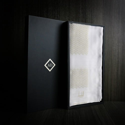 شال دنهل كشميري ابيض وبيج صوف