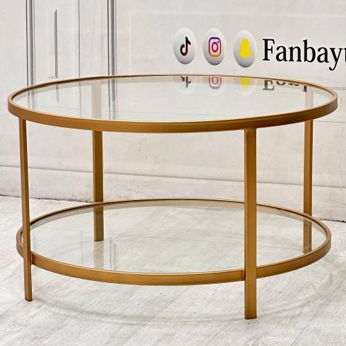 طاولة ضيافة مودرن ذهبي زجاج شفاف