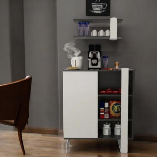 طاولة ركن قهوة ابيض ورمادي كلاسيك - RC19