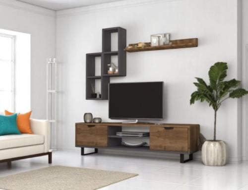 طاولة تلفزيون بني ورمادي موديل