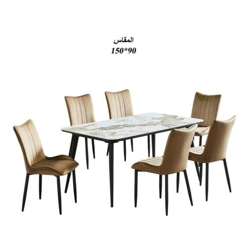 طاولة طعام رخام سيراميك مع 6 كراسي : SHMLM-011