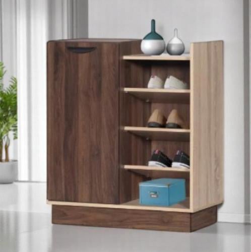 خزانة تنظيم أحذية باب واحد مع أرفف جانبية 4 أدوار