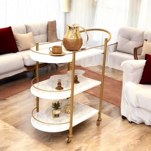 عربية تقديم ذهبي خشب 3 دور