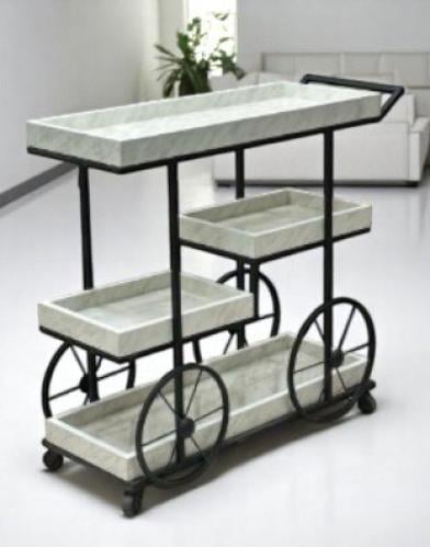 عربية تقديم 4دور خشبية بلون ابيض