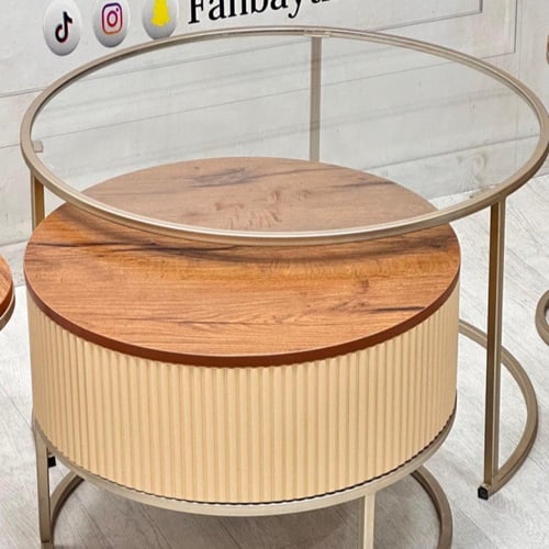 طقم طاولتين متداخلتين مع 4 خدمة