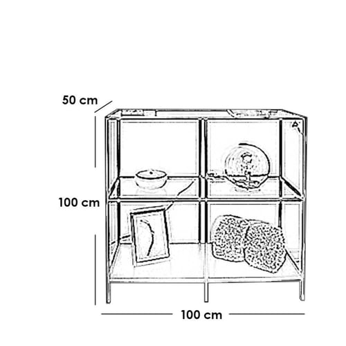 طاولة مدخل حديد و زجاج اسود - 100×50×100 سم