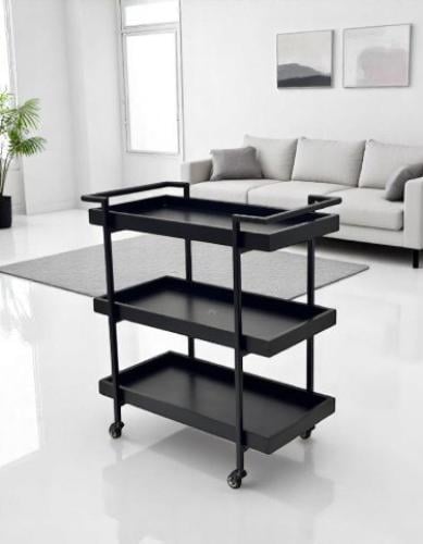 ترولي / عربية تقديم لون اسود 3 دور جوانب