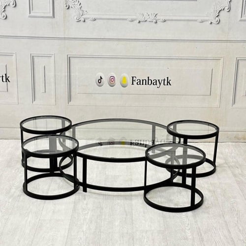 طقم طاولات اسود ارضي