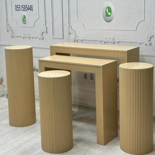 طقم طاولات واستاندات استقبال بيج(5 قطع)