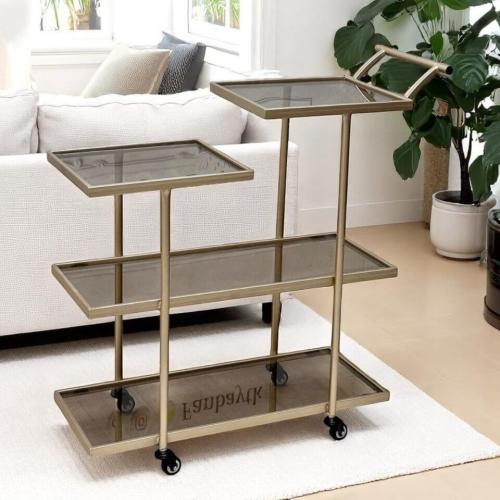 ترولي/ تقديم ٤ دور ذهبي زجاج عسلي