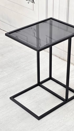 طاولة خدمة حديد أسود زجاج اسود