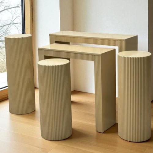 طقم طاولات واستاندات استقبال بيج(5 قطع)