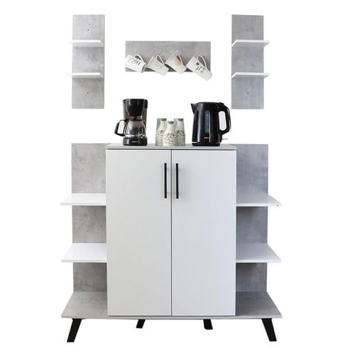 ركن قهوة خشبي للمنزل 3 ادراج وارفف خشب ماليزي لون...