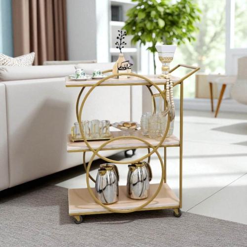 عربية تقديم حديد سطح خشب