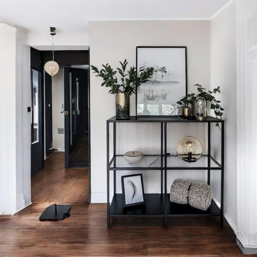 طاولة مدخل حديد و زجاج اسود - 100×50×100 سم