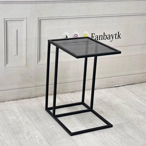 طاولة خدمة حديد أسود زجاج اسود