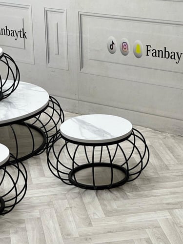 طقم طاولة 5 قطع ارضي أرجل اسود-FANBAYTK