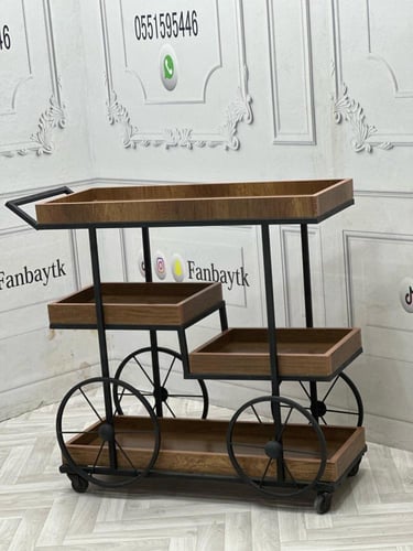 ترولي عربية ضيافة 3 دور خشب-FANBAYTK