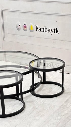 طقم طاولات اسود ارضي