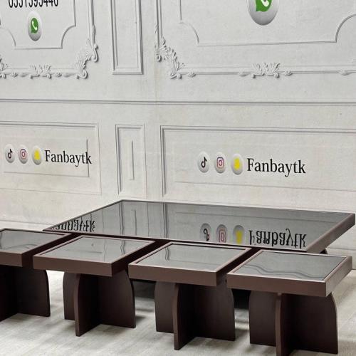 طقم طاولات 1 +4 سطح زجاجي ارضي-FANBAYTK