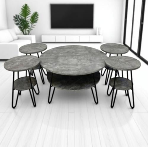 طقم طاولات4×1خشب لون رصاصي دورين