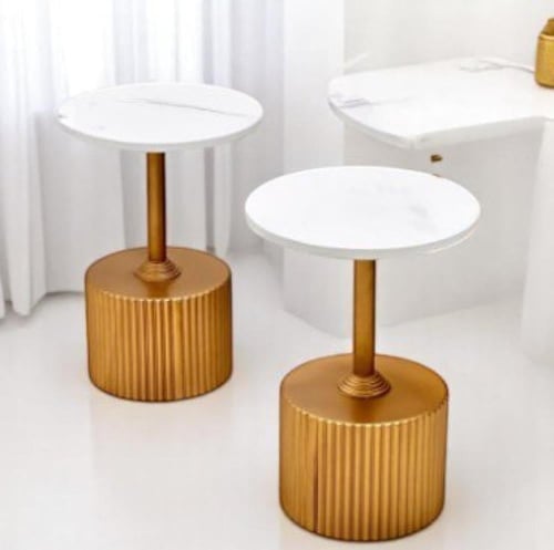 طقم طاولة تقديم سطح خشب مع 4 طاولات خدمة