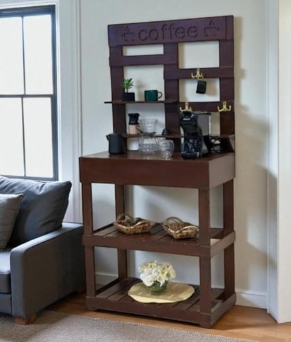 ركن كوفي خشب بني – لمسة أناقة وعملية في منزلك أو م...